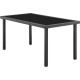 Ensemble repas de jardin - table en verre trempé et 6 chaises en résine tressée noir - Table 160x80x73 cm - Chaise : 44x54x88…