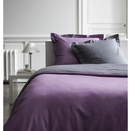 TODAY Parure de lit 220X240 2 personnes Percale bicolore violet PREMIUM TODAY