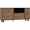 Enfilade - Décor chene et noir - 3 portes - SEWILL - L 180,8 x P 42 x H 81,6 cm