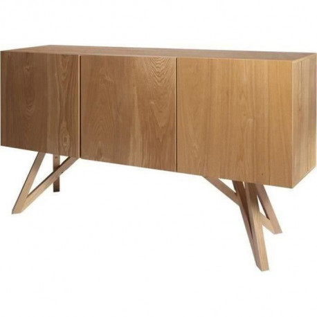 Buffet SAWYER - MDF - Bois naturel - 3 portes - L 160 x P 42 x H 85 cm
