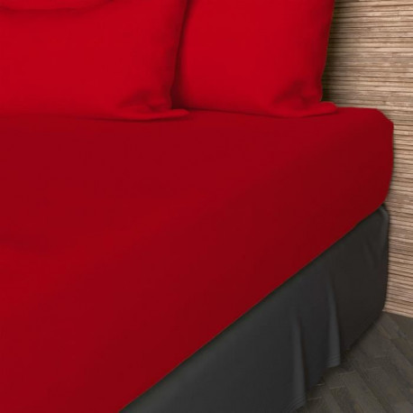 SOLEIL D'OCRE Drap housse 90x190 cm en coton 57 Fils - Rouge