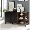 Buffet - Décor chene et noir - 2 portes - GELUZA - L 154,6 x P 41,6 x H 80,6 cm
