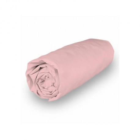 SOLEIL d'OCRE Drap housse Camille - Coton percale - 180 x 200 cm - Rose