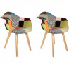 Lot de 2 Fauteuils scandinave - Tissu - L 62 x P 60.5 x H 86 cm - PATCHWORK