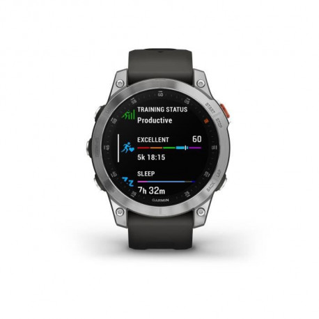 GARMIN Epix - Montre GPS de sport connectée - Acier, Silver avec bracelet gris