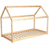 WEBER Panda Lit enfant cabane Montessori 90 x 190 cm - Bois pin massif naturel - Sommier en bois épicéa inclus