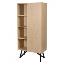 Bibliotheque STARLIGHT - Noir et chene -1 porte 3 étageres - L 80 x P 41,5 x H 160 cm