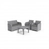 Salon de jardin en imitation résine tressée ALLIBERT avec table basse - 4 personnes - SanRemo - Gris foncé