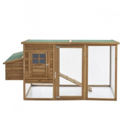 Poulailler en sapin Yago - 203x75x103cm - Bois - 4 a 6 poules