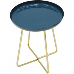 Bout de canapé plateau rond - Glossy - Bleu - Style scandinave  - Sur pied