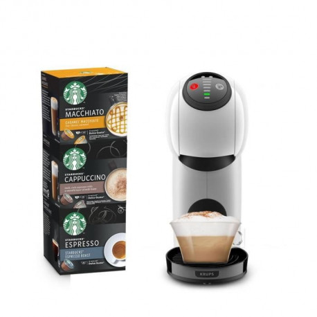 KRUPS YY4738FD Genio S Machine a café expresso Nescafé Dolce Gusto + 3 boites de 12 capsules Starbucks, Fonction XL intuitive…