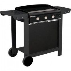 VELASCO Plancha a gaz sur chariot compris- 3 feux - Plaque fonte émaillée  - 10,5 KW - 62 x 42 cm - Grande surface de cuisson