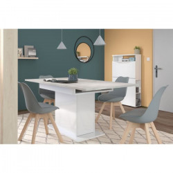 PARISOT Be Alive Table a manger extensible - Décor béton et blanc brillant - L18