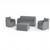 Salon de jardin en imitation résine tressée ALLIBERT avec table basse coffre - 5 personnes - SanRemo - Gris foncé