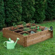 EKJU - Carré potager 16 séparations en pin du Nord de l'Europe FSC teinté brun - 350 L - 120 x 120 x 35 cm