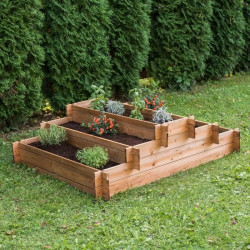 EKJU - Carré potager en espalier en pin du Nord de l'Europe FSC teinté brun - 315 L - 140 x 113 x 37 cm