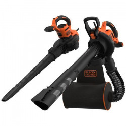 BLACK+DECKER - Aspirateur, Souffleur, Broyeur de feuilles filaire 3000W - BEBLV300-QS  Livré avec tuyau flexible et sac a do…