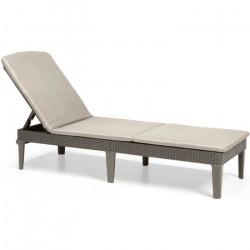 Bain de soleil en imitation résine tressée ALLIBERT avec coussins - 4 positions - Jaipur - Beige