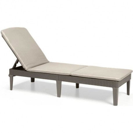 Bain de soleil en imitation résine tressée ALLIBERT avec coussins - 4 positions - Jaipur - Beige