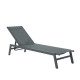 Lot de 2 bains de soleil a monter avec roulettes - 1 personne - Gris