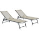 Lot de 2 bains de soleil pliant - 1 personne - Beige