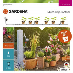 GARDENA Kit arrosage goutte-a-goutte plantes en pots avec programmateur  Micro-Drip Convient pour 7 pots  (13004-26)