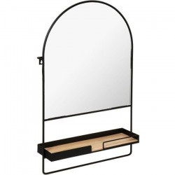 Miroir étagere - Fer et bambou - Noir - 37 x 10 x 60 cm
