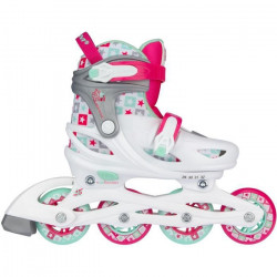 Roller en ligne reglable -NIIDJAM - Enfant - STAR - Blanc et rose