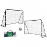 2 Buts de foot tubes métalliques. Taille 240 x 150 cm avec Filet, Tubes structure 26 mm + Ballon foot Taille 5