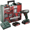 METABO Perceuse visseuse avec 2 batteries 18 V 2 Ah Li-ion et un coffret de 73 accessoires