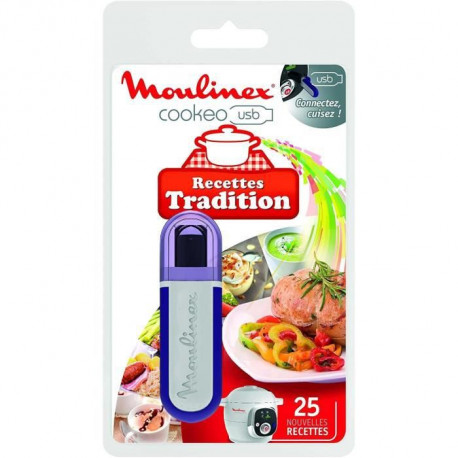MOULINEX XA600211 Clé USB « Recettes tradition » pour multicuiseur Cookeo USB CE702100 et CE853100, 25 recettes supplémentaires