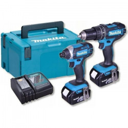 MAKITA Perceuse visseuse a percussion et visseuse a chocs avec 2 batteries 18V 3Ah Li-ion
