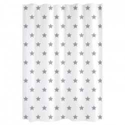 GELCO DESIGN Rideau de douche - 180x200 cm - Motif étoile - Blanc et gris