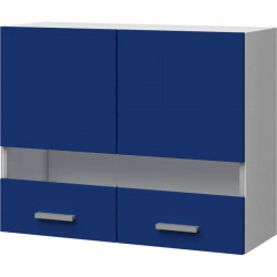 EXTRA - Meuble haut de cuisine 80cm 2 Portes vitrées  -  Bleu Mat