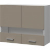EXTRA - Meuble haut de cuisine 80cm 2 Portes vitrées  -  Gris Argile Mat