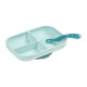 BEABA, Set Repas Bébé, Avec Ventouse, Anti dérapant, Assiette Silicone Compartimentée + Cuillere, Sain et Durable,Bleu