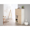 EKIPA Meubles multi fonction 2 portes - Décor chene clair et Blanc - L 80 x P 48 x 137 cm - FLIP