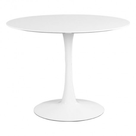 Table a manger ronde - Simili blanc brillant - TULIPE