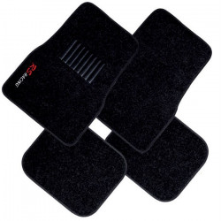 Jeu de 4 tapis moquette noirs broderie RS Racing