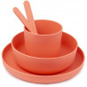 MILL'O BÉBÉ - SET VAISSELLE (ASSIETTE, BOL, GOBELET, CUILLERE, FOURCHETTE) BIODÉGRADABLE - SANS BPA - MICRO-ONDABLE - ORANGE