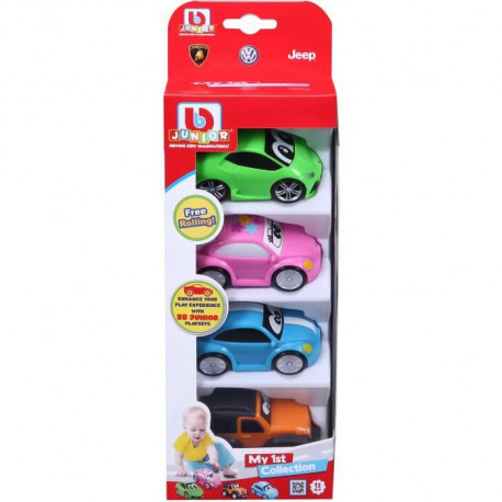 BB JUNIOR - MA 1ere COLLECTION - Pack de 4 véhicules (Lamborghini / Volkswagen x 2/ Jeep)