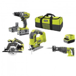 RYOBI Pack 4 outils sans fil One+ RCK184C-242S - Perceuse - 3 scies circulaire, sauteuse, sabre - 2 batteries 2Ah et 4Ah