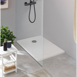 Receveur de douche en résine - Rectangulaire - 110x80x3,5 cm - OCEANIC - Blanc - Bonde de vidage et pieds inclus - Morenã