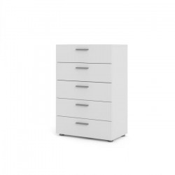 Commode Tyhja - 5 tiroirs - Panneaux de particules - Blanc - L 70 x P 40 x H 102 cm - TVILUM