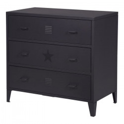 Commode enfant 3 tiroirs - En métal - Noir - L78 x P40 x H73 cm - MODULO