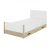 GAMI Lit enfant 90 x 190 cm + Tiroir - Décor chene et blanc - L 100 x P 197 x H 80 cm - CAMILLE