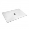 MITOLA Receveur de douche rectangulaire a poser Lotus - 140 x 90 cm - Résine composite - Blanc - Bonde au centre