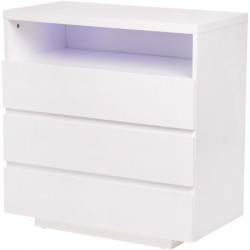 Commode LUX - 3 tiroirs et 1 niche + LED - Blanc - L 75 x P 40 x H 77 cm