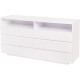 Commode LUX - 6 tiroirs et 2 niches + LED - Blanc - L 150 x P 40 x H 77 cm