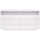 Commode LUX - 6 tiroirs et 2 niches + LED - Blanc - L 150 x P 40 x H 77 cm